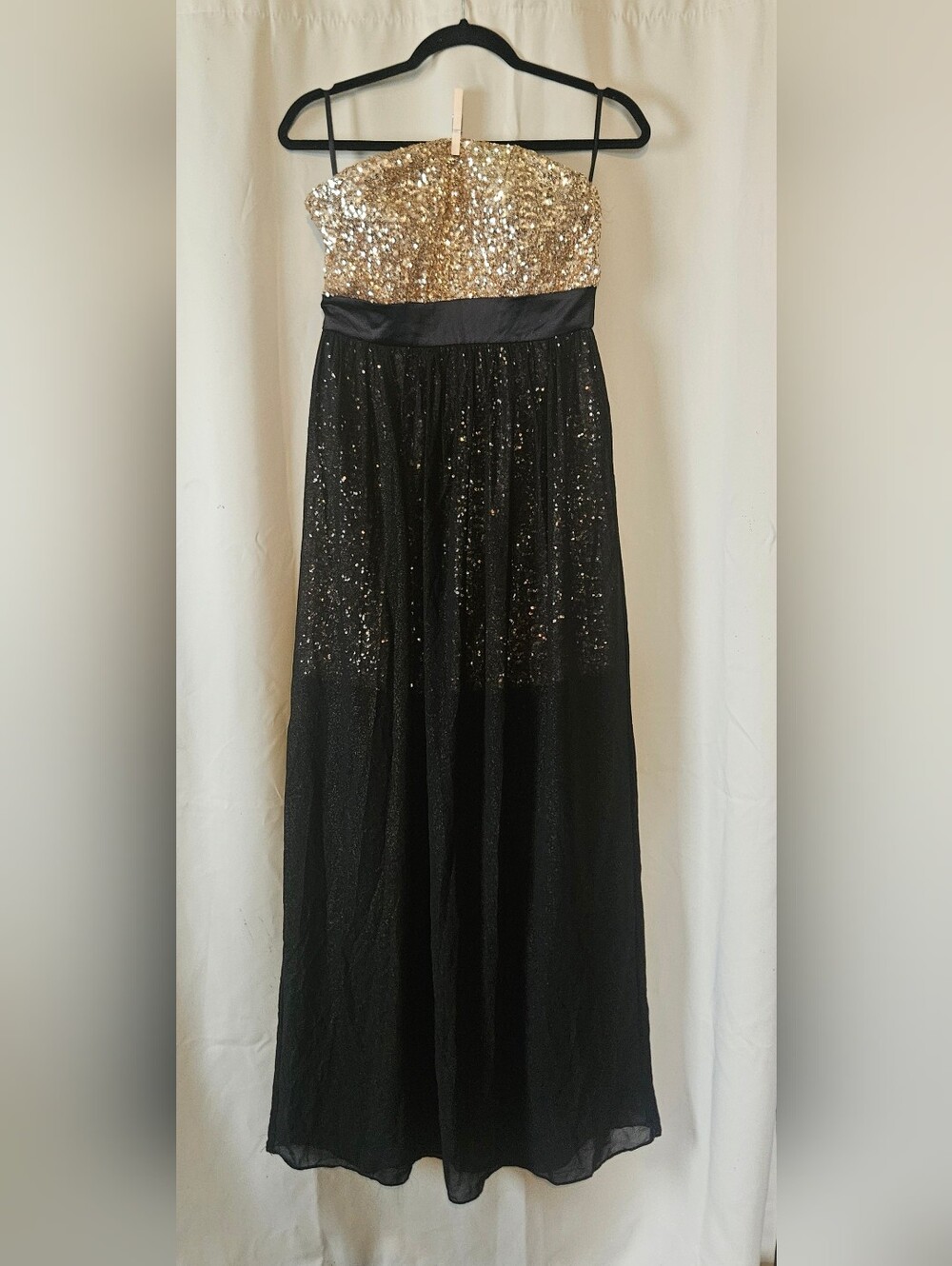 Black and Gold Sequin A-Line Maxi Skirt